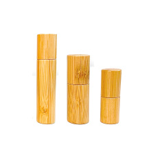 eco friendly travel 3ml 5ml 10ml bamboo roll on glass bottle for Essential Oils perfume with Stainless Steel Roller Ball